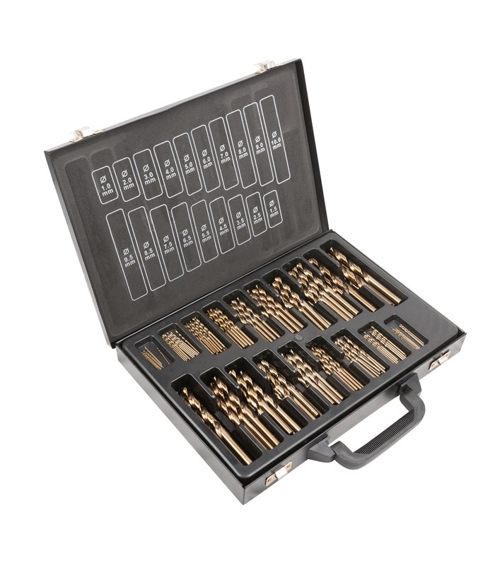 ESTUCHE DE BROCAS HELICOIDALES 1-10MM HSS-CO5 COBALTO  (170 PCS)
