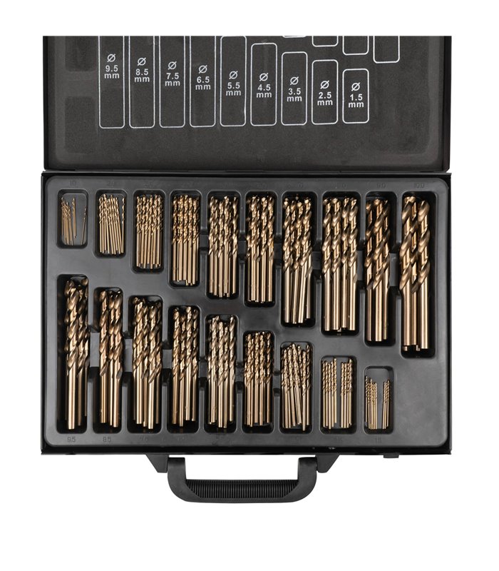 ESTUCHE DE BROCAS HELICOIDALES 1-10MM HSS-CO5 COBALTO  (170 PCS)