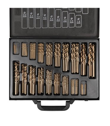 ESTUCHE DE BROCAS HELICOIDALES 1-10MM HSS-CO5 COBALTO  (170 PCS)
