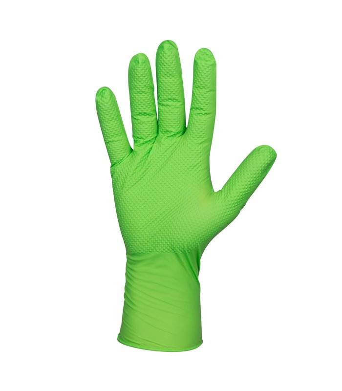 GUANTES VERDES DESECHABLES DE NITRILO T:M 7,0MIL (100 UDS.) TEXTURA DIAMANTE