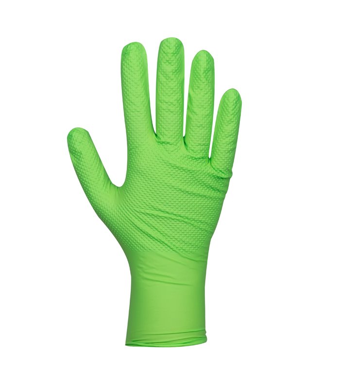 GUANTES VERDES DESECHABLES DE NITRILO T:M 7,0MIL (100 UDS.) TEXTURA DIAMANTE