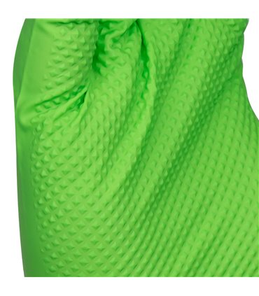 GUANTES VERDES DESECHABLES DE NITRILO T:L 7,0MIL (100 UDS.)  TEXTURA DIAMANTE