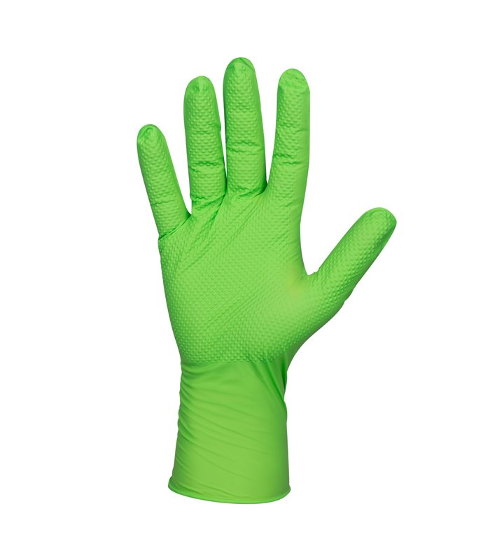 GUANTES VERDES DESECHABLES DE NITRILO T:XL 7,0MIL (100 UDS.)  TEXTURA DIAMANTE