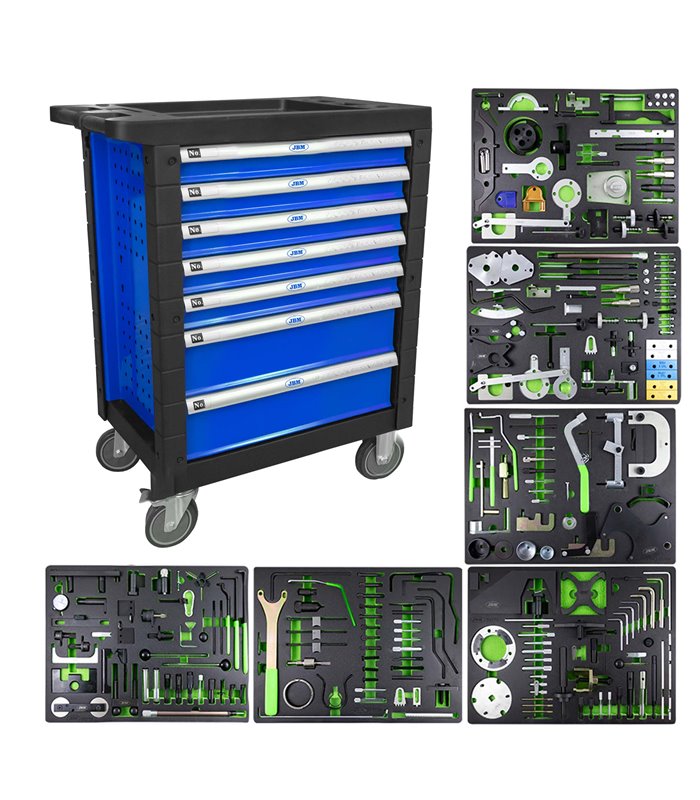 CARRO DE HERRAMIENTAS ESPECIAL KIT DE CALADO 7 CAJONES AZUL