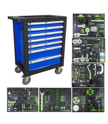 CARRO DE HERRAMIENTAS ESPECIAL KIT DE CALADO 7 CAJONES AZUL