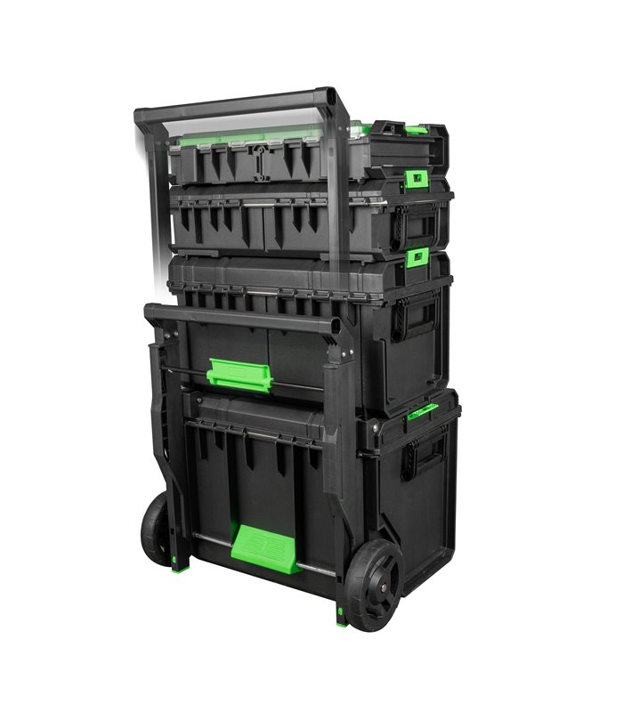 CARRO MODULAR CON 4 CAJAS APILABLES