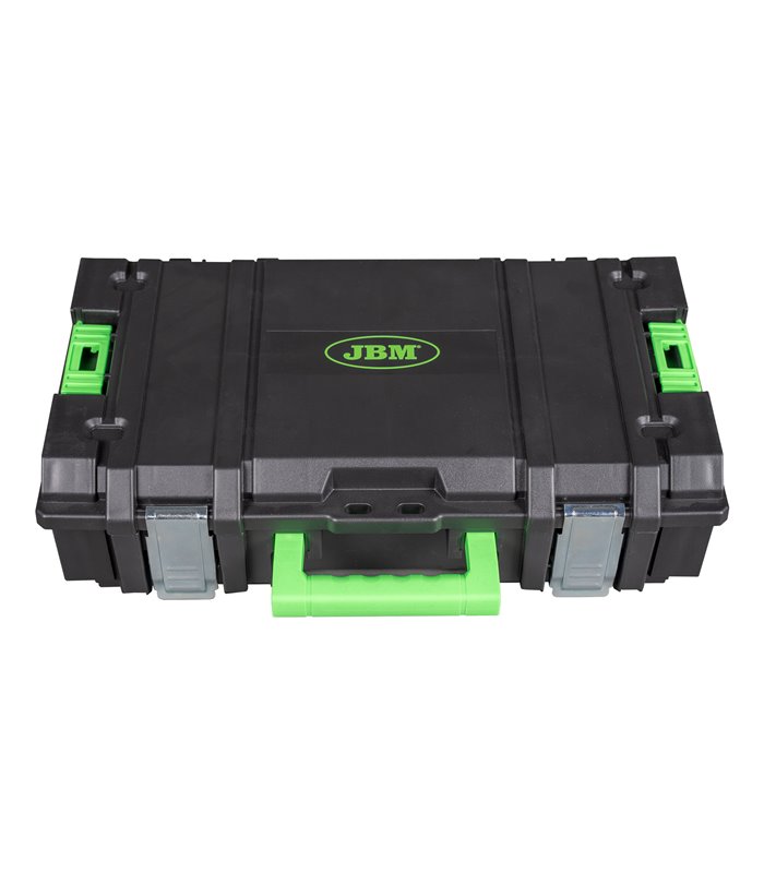 CAJA PARA HERRAMIENTAS APILABLE CON 2 ORGANIZADORES LATERALES DE PIEZAS (11 COMPARTIMENTOS)