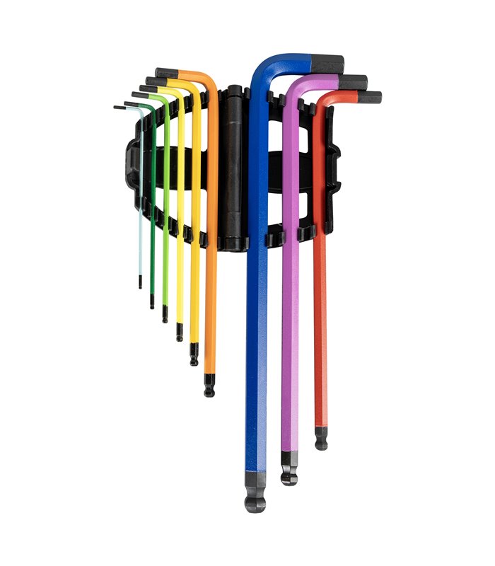 SET DE 9 LLAVES ALLEN DE COLORES CON PUNTA REDONDA EXTRALARGAS