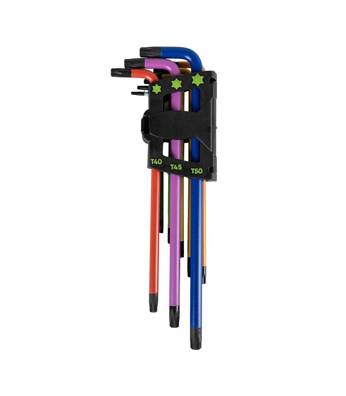 SET DE 9 LLAVES TORX DE COLORES EXTRALARGAS