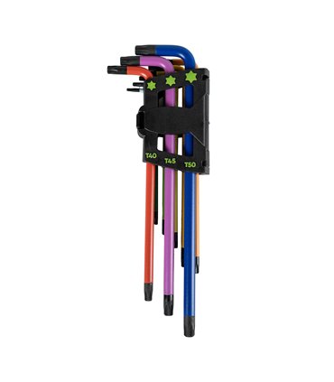 SET DE 9 LLAVES TORX DE COLORES EXTRALARGAS