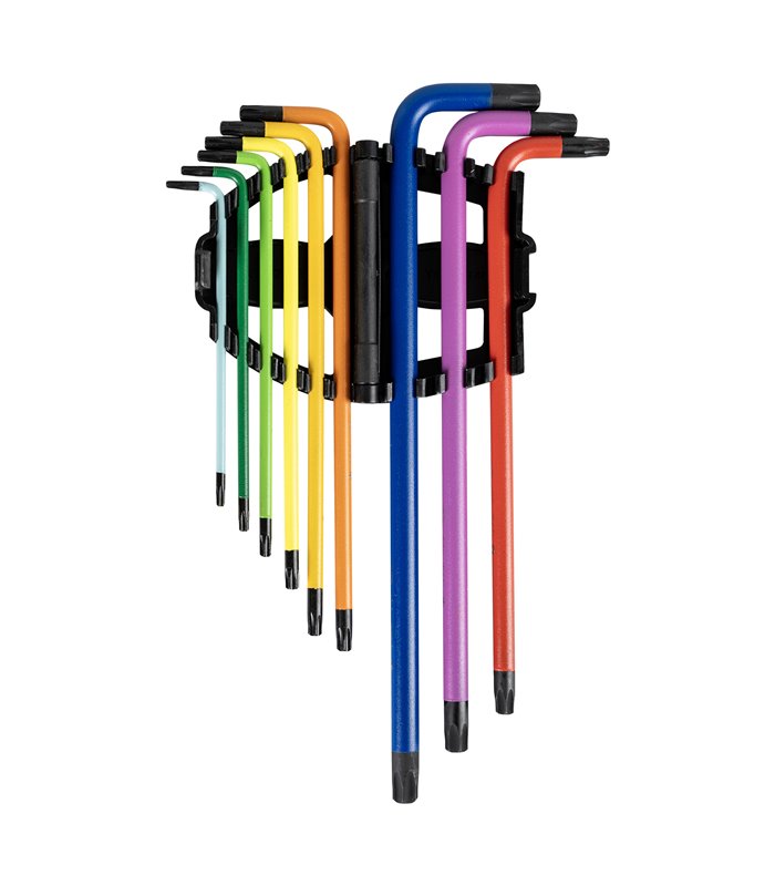SET DE 9 LLAVES TORX DE COLORES EXTRALARGAS