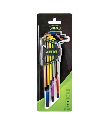 SET DE 9 LLAVES TORX DE COLORES EXTRALARGAS