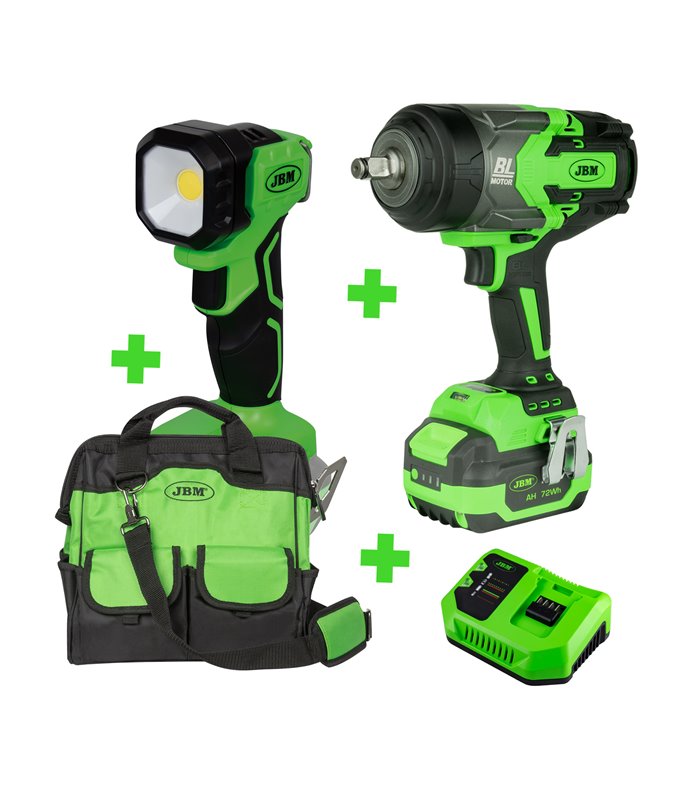 60044 PISTOLA DE IMPACTO1/2" + 60015 BATERÍA6.0AH+ 60016 CARGADOR 20V - 4A+ 60035 PORTÁTIL + 53702