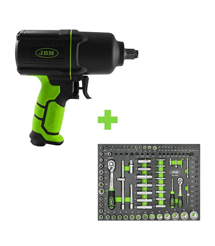 PROMO PISTOLA DE IMPACTO 1/2" 1650NM 53726 + MÓDULO 108 PIEZAS CON VASOS HEXAGONALES 14296