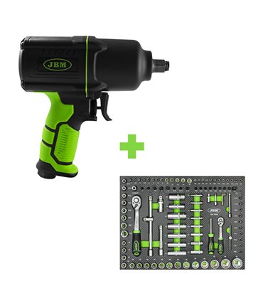 PROMO PISTOLA DE IMPACTO 1/2" 1650NM 53726 + MÓDULO 108 PIEZAS CON VASOS HEXAGONALES 14296