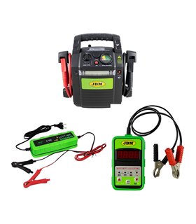 ARRANCADOR DE VEHÍCULOS 12V 53687 + COMPROBADOR 51816 + CARGADOR 53927