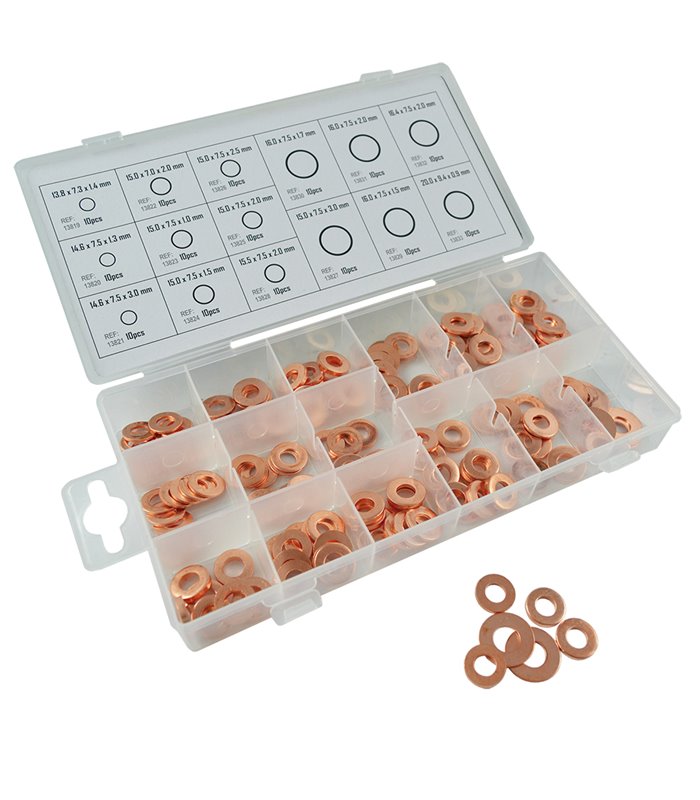 54391 COMPROBADOR DE INYECTORES DIESEL + 53229 ESTUCHE DE ARANDELAS DE COBRE PARA INYECTOR 150 PCS