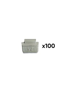 CAJA DE 100 CONTRAPESAS ZINC GRAPA 15GR. ESPECIAL LLANTA UNIVERSAL