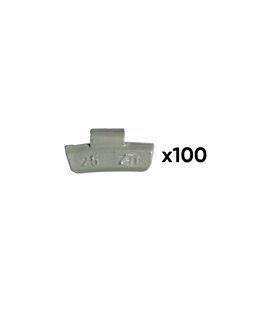 CAJA DE 100 CONTRAPESAS ZINC GRAPA 25GR. ESPECIAL LLANTA ALEACIÓN