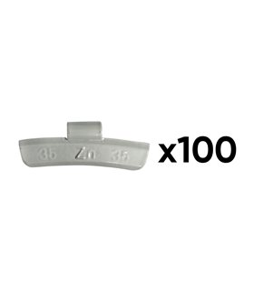 CAJA DE 100 CONTRAPESAS ZINC GRAPA 35GR. ESPECIAL LLANTA ALEACIÓN