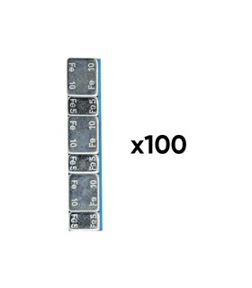 CAJA DE 100 CONTRAPESAS AUTOADHESIVAS DE HIERRO EN PASTILLA - 45GR. (3X5G + 3X10G)