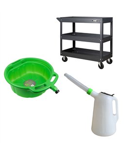 CARRO CON 3 BANDEJAS + RECOGEDOR DE ANTICONGELANTE + JARRA CON CUELLO FLEXIBLE