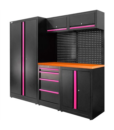CONJUNTO DE MUEBLES MODULARES (13PCS) - SET CON ARMARIO DE DOS PUERTAS (REF.18105) - ROSA
