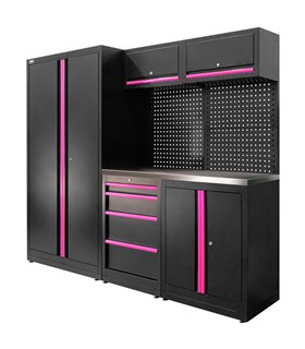 CONJUNTO DE MUEBLES MODULARES (13PCS) - SET CON ARMARIO DE DOS PUERTAS (REF.18105) - ROSA