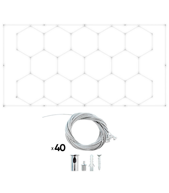 SET DE LUCES LED HEXAGONALES PARA TECHO CON KIT DE CABLE METÁLICO PARA COLGAR