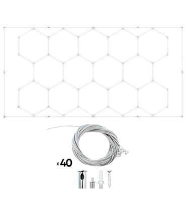 SET DE LUCES LED HEXAGONALES PARA TECHO CON KIT DE CABLE METÁLICO PARA COLGAR
