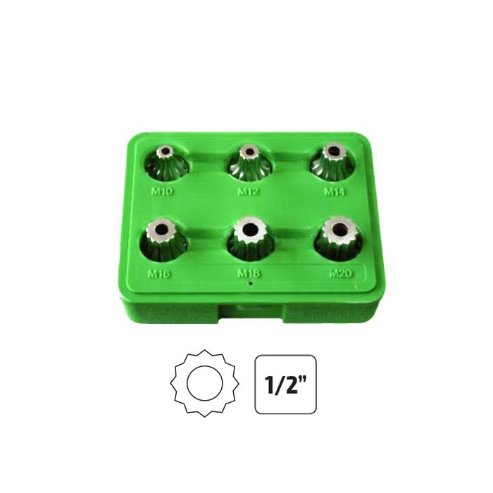JBM Set 12 Bussole 1/2 Pollici A Dodici Punte - Astuccio Rigido