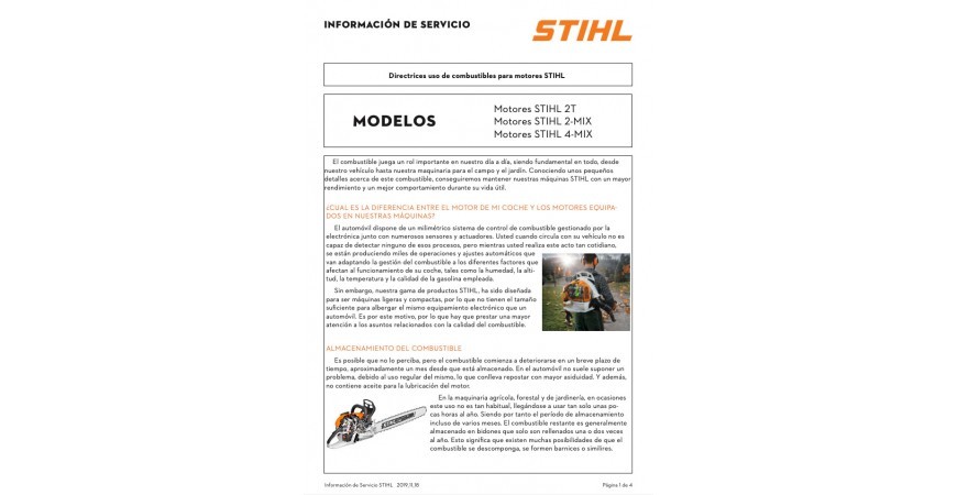 Directrices sobre el uso de combustible en motores Stihl